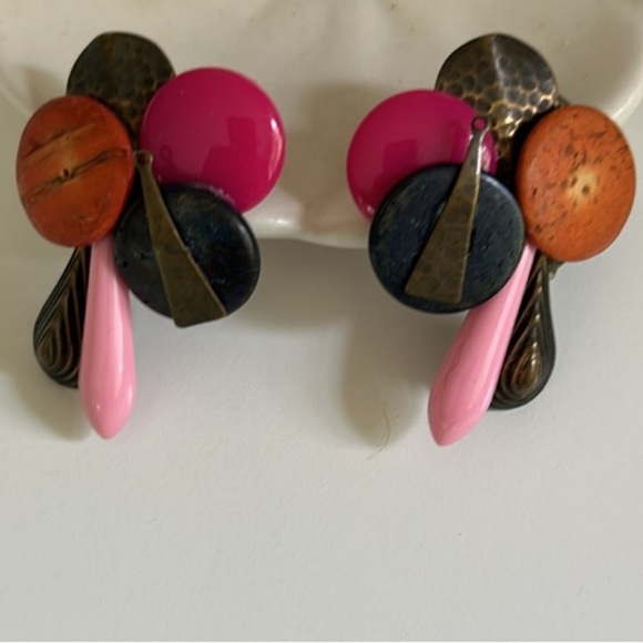 Pink and Orange Statement Earrings - Picture 4 of 6